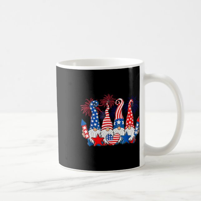 Funny Gnomes Patriotic American Flag Niedlich Gnom Kaffeetasse (Rechts)