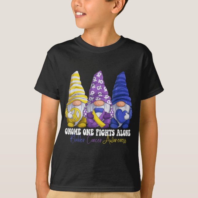 Funny Gnomies Bladder Cancer Awareness Month Purpl T-Shirt (Vorderseite)