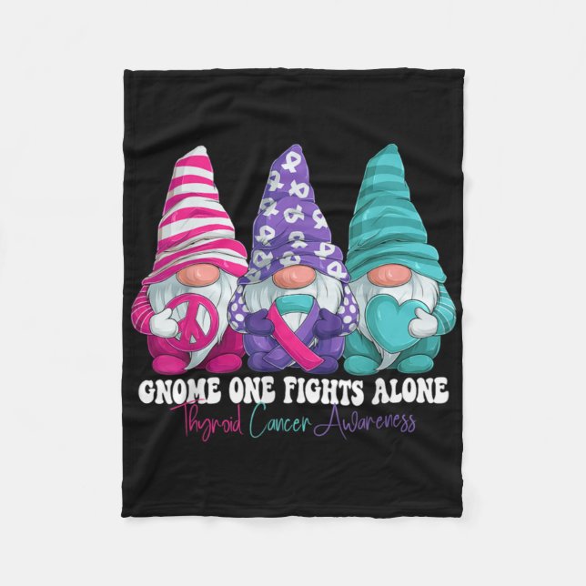Funny Gnomies Thyroid Cancer Awareness Month Ribbo Fleecedecke (Vorderseite)