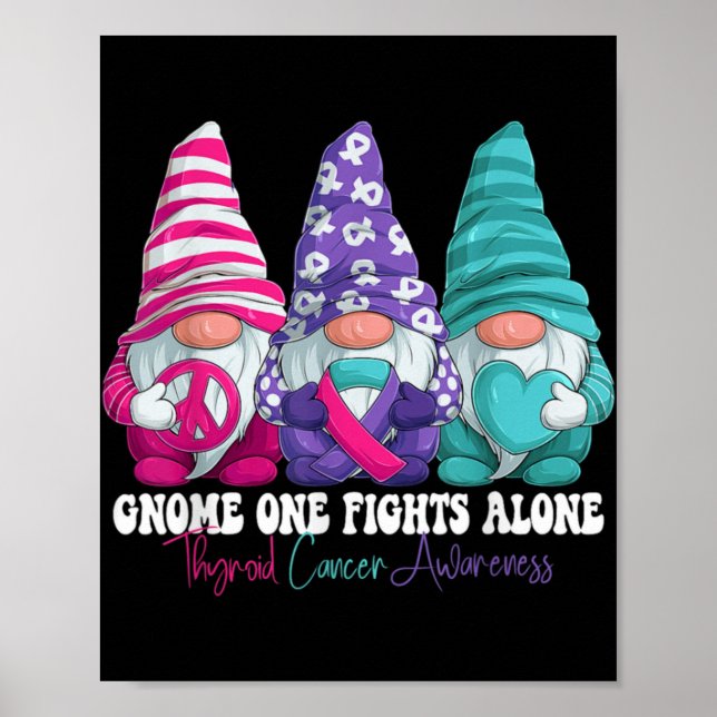 Funny Gnomies Thyroid Cancer Awareness Month Ribbo Poster (Vorne)