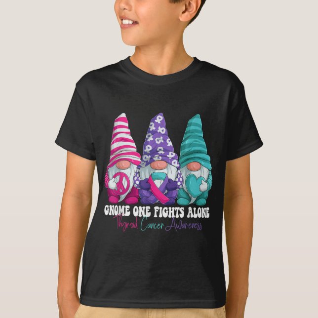 Funny Gnomies Thyroid Cancer Awareness Month Ribbo T-Shirt (Vorderseite)