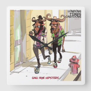 Funny Gnu Age Hipsters Rick London Wall Clock Quadratische Wanduhr
