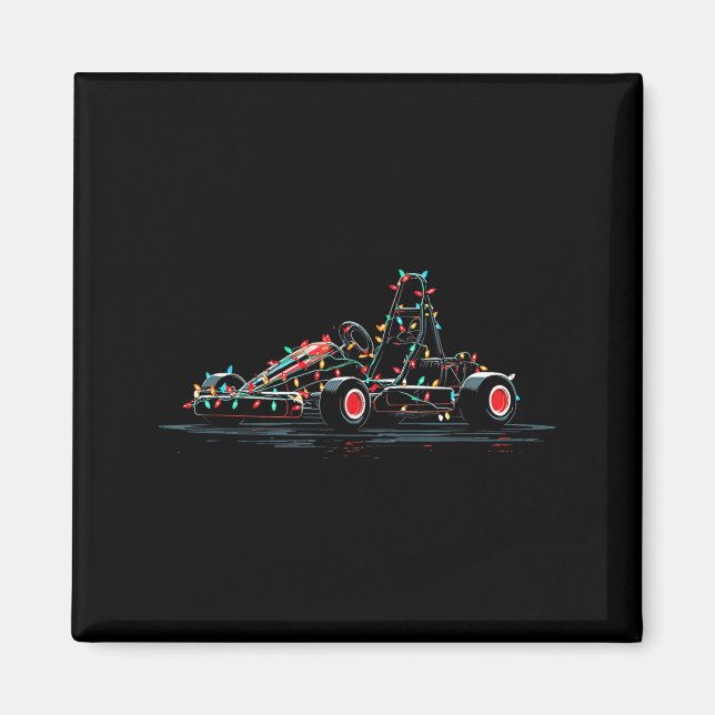 Funny Go Kart Christmas Graphics Lights Lover Kart Magnet (Vorne)