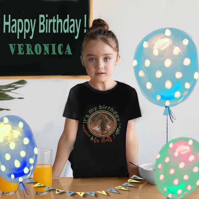 Funny Go Nuts Eichhörnchen Geburtstag T-Shirt (Funny Go Nuts Squirrel Birthday T-Shirt BLACK)