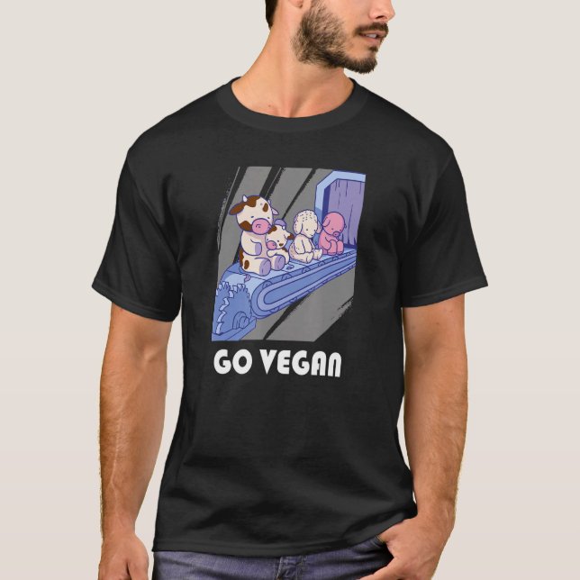 Funny Go Veganes Motif Vegane Lebensmittel Tiere s T-Shirt (Vorderseite)