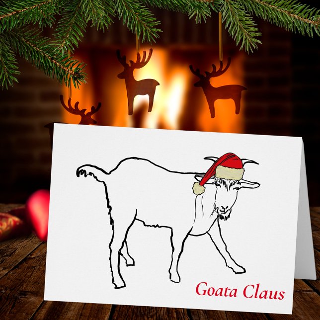 Funny Goat a Claus Zeichne Zitat (Funny christmas goat holiday greetings card)