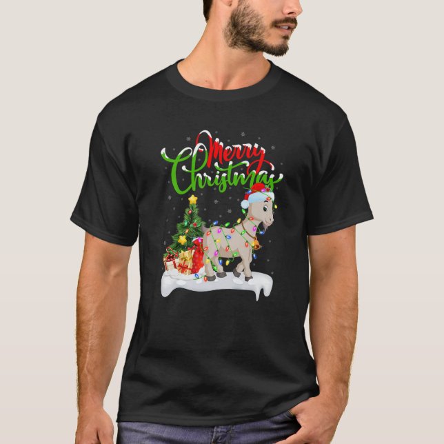 Funny Goat Animal Lover Xmas Lighting Goat Christm T-Shirt (Vorderseite)