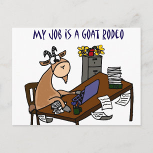 Funny Goat at Desk Goat Rodeo Job Spaß Postkarte