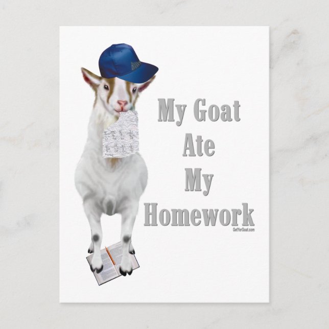 Funny Goat Ate Meine Hausaufgaben Postkarte (Vorderseite)