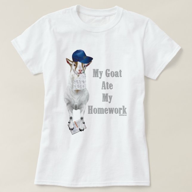 Funny Goat Ate Meine Hausaufgaben T-Shirt (Design vorne)