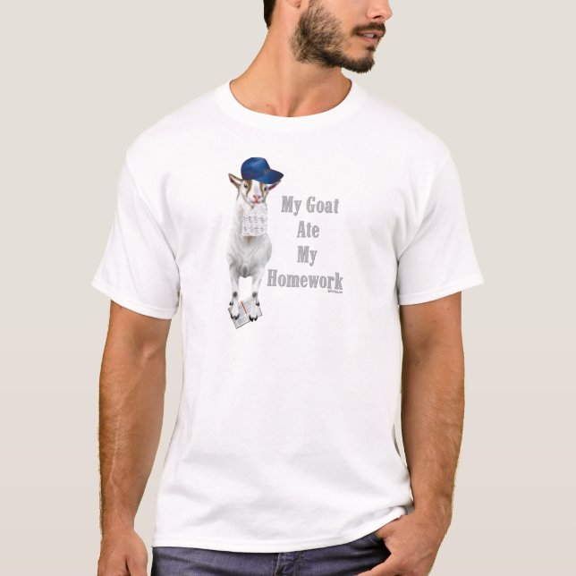 Funny Goat Ate Meine Hausaufgaben T-Shirt (Vorderseite)