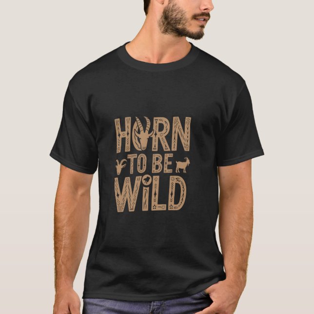 Funny Goat Bauer Horn zu wild T-Shirt (Vorderseite)