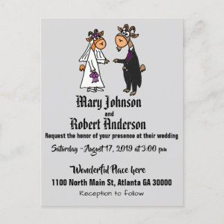 Funny Goat Brie and Groom Wedding Einladung