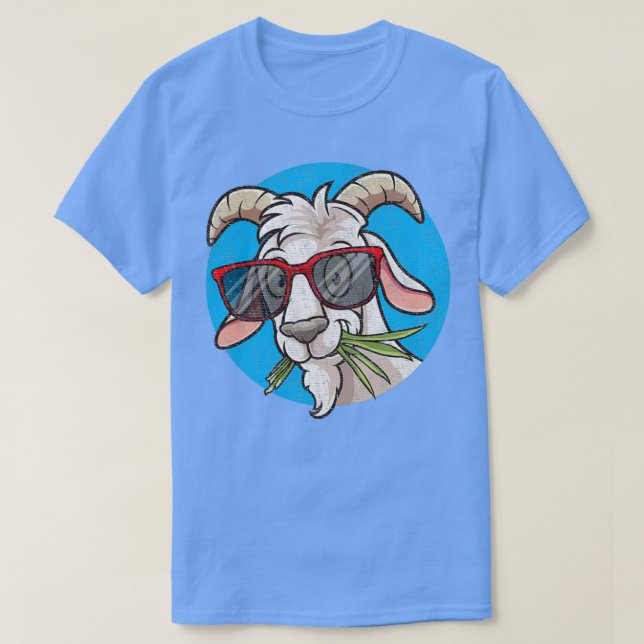 Funny Goat Face mit Sonnenbrille T-Shirt (Design vorne)