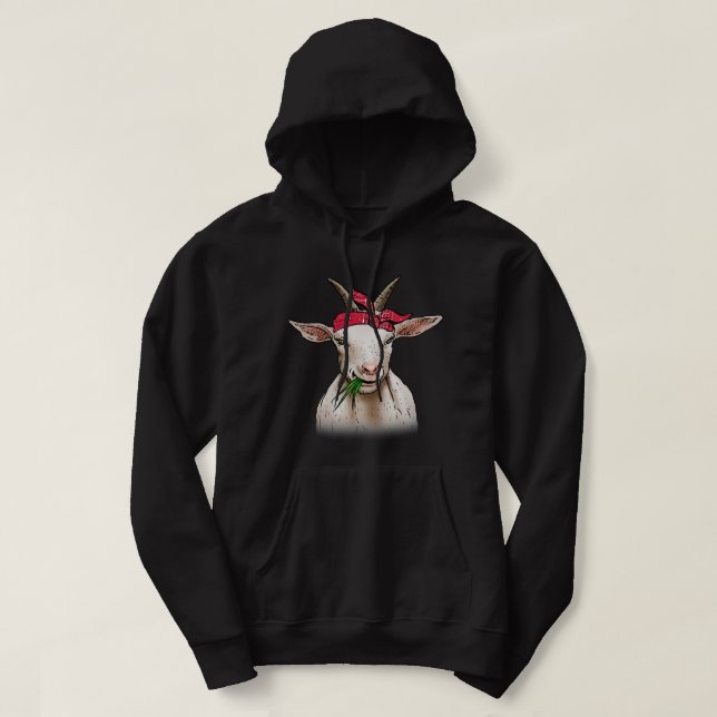 Funny Goat Farm GOAT mit Bandana lustig zeichnend Hoodie (Design vorne)