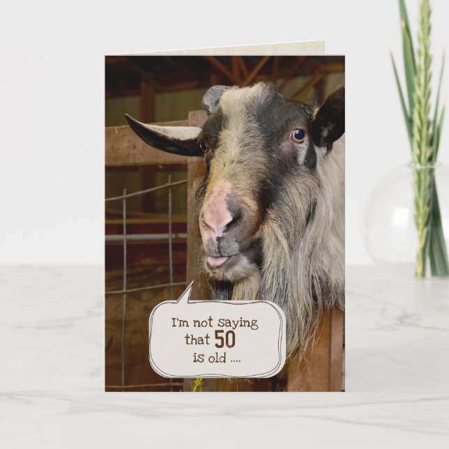 Funny Goat für 50. Geburtstagskarte Karte (Vorderseite)