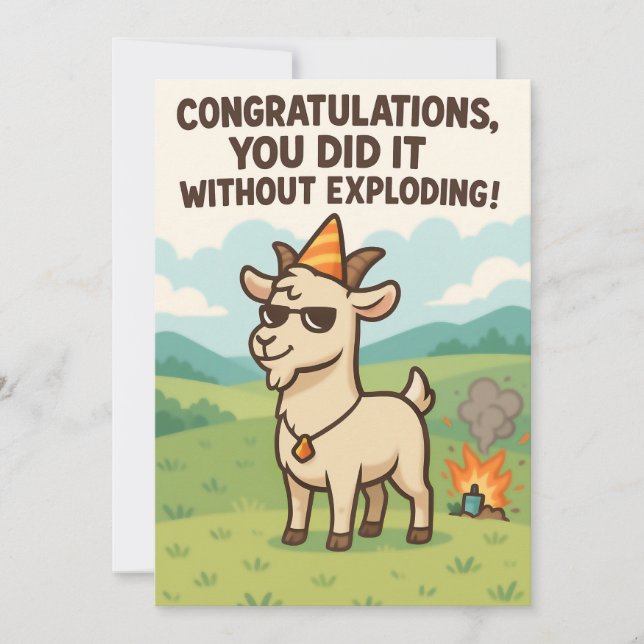 Funny Goat Greeting Card - Congratulations Dankeskarte (Vorderseite)