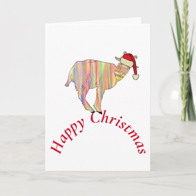 Funny Goat Happy Christmas Karte (Vorderseite)