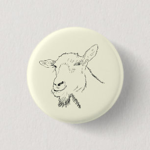 Funny Goat Line Zeichnend Tierkunstdesign Button