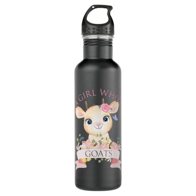 Funny Goat Nur ein Mädchen, die Lieben Ziegen ernt Edelstahlflasche (Vorderseite)