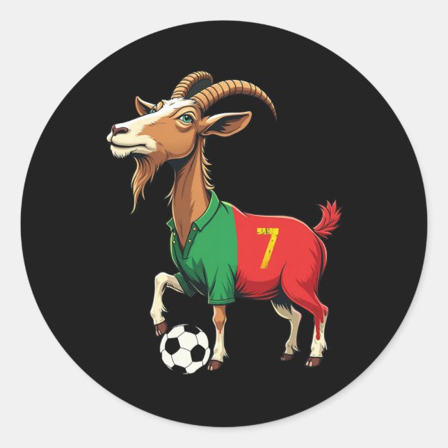 Funny Goat Soccer Football Grafik Männer Frauen Ki Runder Aufkleber (Vorderseite)