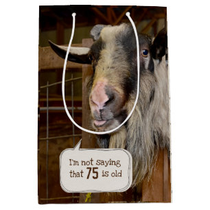 Funny Goat zum 75. Geburtstag Mittlere Geschenktüte