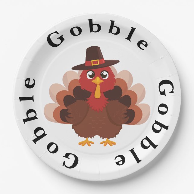 Funny Gobble Erntedank Niedlich Minimalistisch Tür Pappteller (Vorderseite)