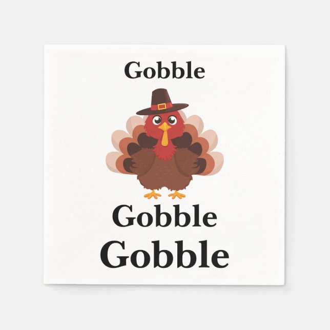 Funny Gobble Erntedank Niedlich Minimalistisch Tür Serviette (Vorderseite)