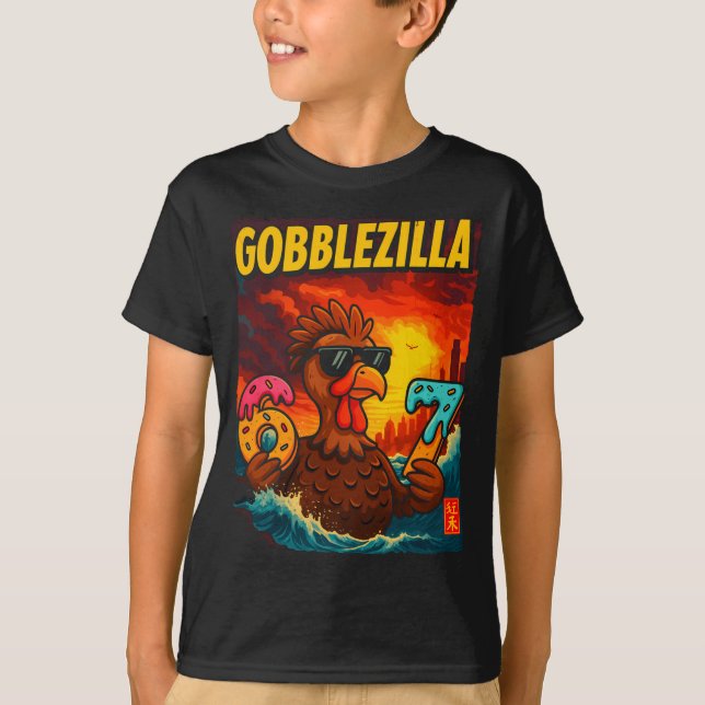 Funny Gobblezilla Meme Thanksgiving And 6-7 Christ T-Shirt (Vorderseite)