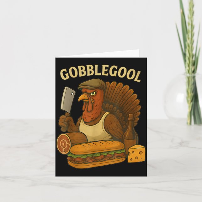 Funny Gobbol Turkey Baker Thanksgiving  Karte (Vorderseite)