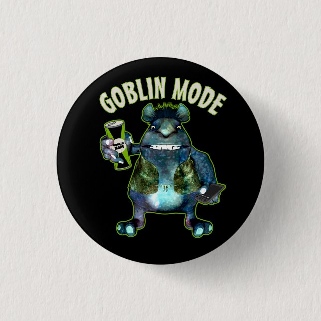 Funny Goblin Mode Lazy Troll Slobbin Antisocial T Button (Vorderseite)