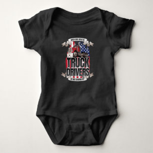 Funny God Created Truck Drivers American Flag Baby Strampler