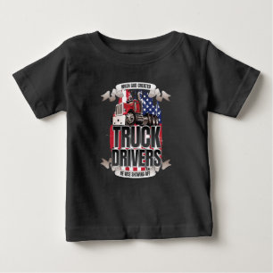Funny God Created Truck Drivers American Flag Baby T-shirt