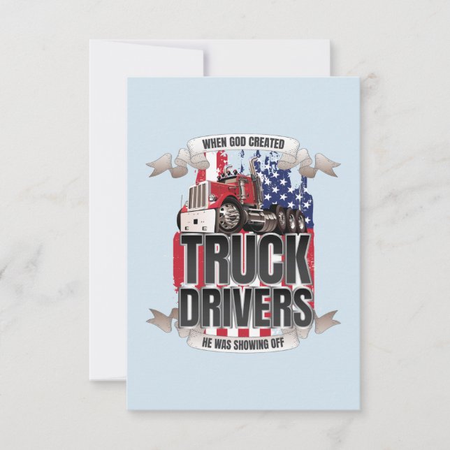 Funny God Created Truck Drivers American Flag Karte (Vorderseite)