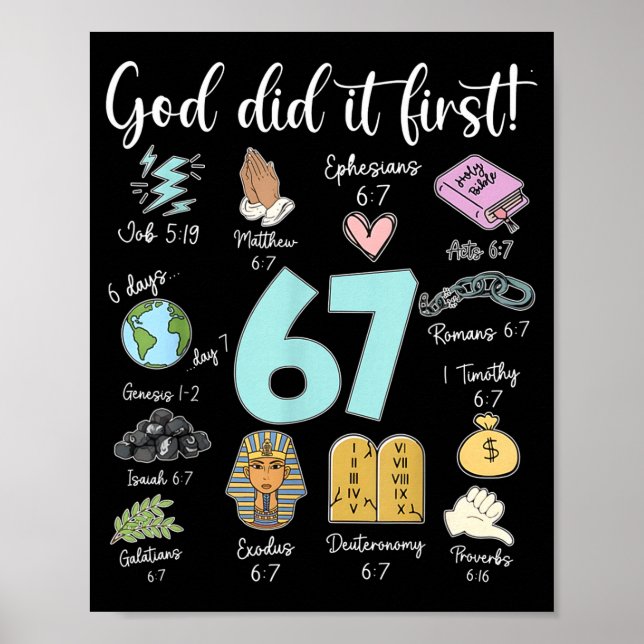Funny God Did It First 67 Meme Jesus Christian Bib Poster (Vorne)