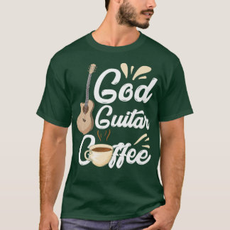Funny God Guitar Coffee Preacher Christlich Music  T-Shirt