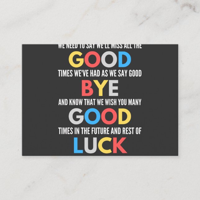 Funny Going Away Farewell Visitenkarte (Vorderseite)