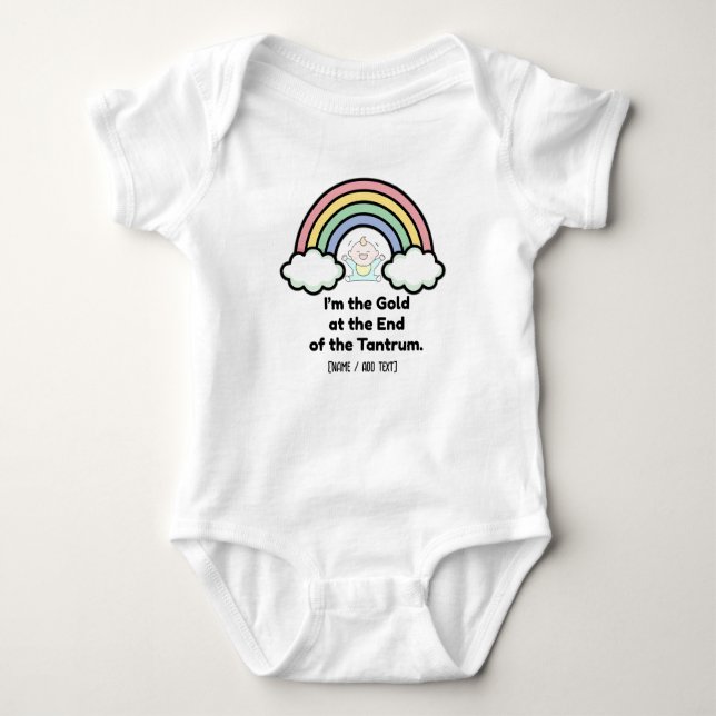 Funny "Gold at the End of the Tantrum" Rainbow Baby Strampler (Vorderseite)