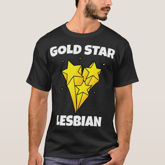 Funny Gold Star Lesbian T Novelty Gay Pride T T-Shirt (Vorderseite)