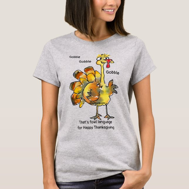 Funny Gold Turkey Gobble T Shirt (Vorderseite)