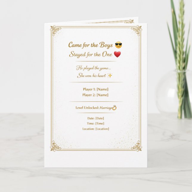 Funny Gold Wedding Invitation Template | Modern Ed Karte (Vorderseite)
