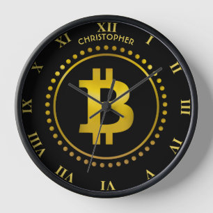 Funny Golden Bitcoin Symbol Kryptowährung HODL Uhr