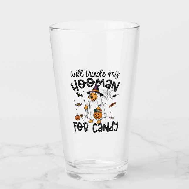 Funny Golden Dog Halloween Ghost Spooky Glas (Vorderseite)