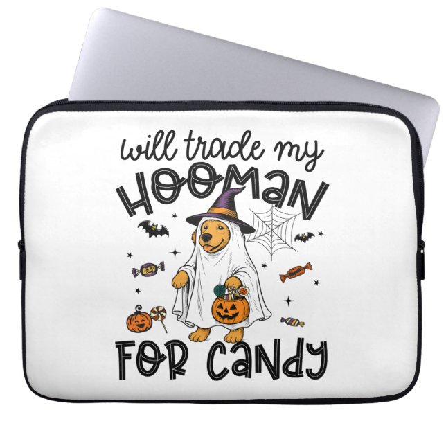 Funny Golden Dog Halloween Ghost Spooky Laptopschutzhülle (Vorderseite)
