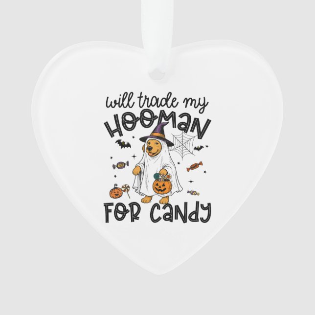 Funny Golden Dog Halloween Ghost Spooky Ornament (Vorderseite)