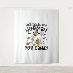 Funny Golden Dog Halloween Ghost Spooky Wandteppich