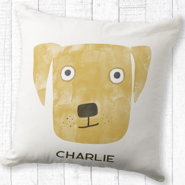 Funny Golden Labrador Retriever Dog Individuelle N Kissen (Fun personalized name Golden Labrador Retriever dog pillow)