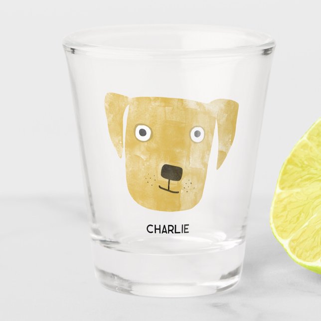 Funny Golden Labrador Retriever Dog Personalisiert Schnapsglas (Funny Golden Yellow Labrador Retriever dog personalized custom name shot glass)