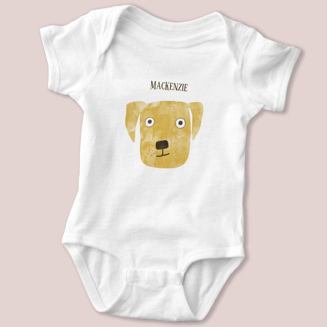 Funny Golden Labrador Retriever Hund Custom Baby Strampler (Golden Labrador Retriever dog personalized custom name baby bodysuit)