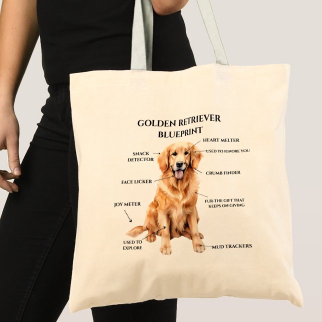Funny Golden Retriever Blueprint Tote Bag Tragetasche (Von Creator hochgeladen)